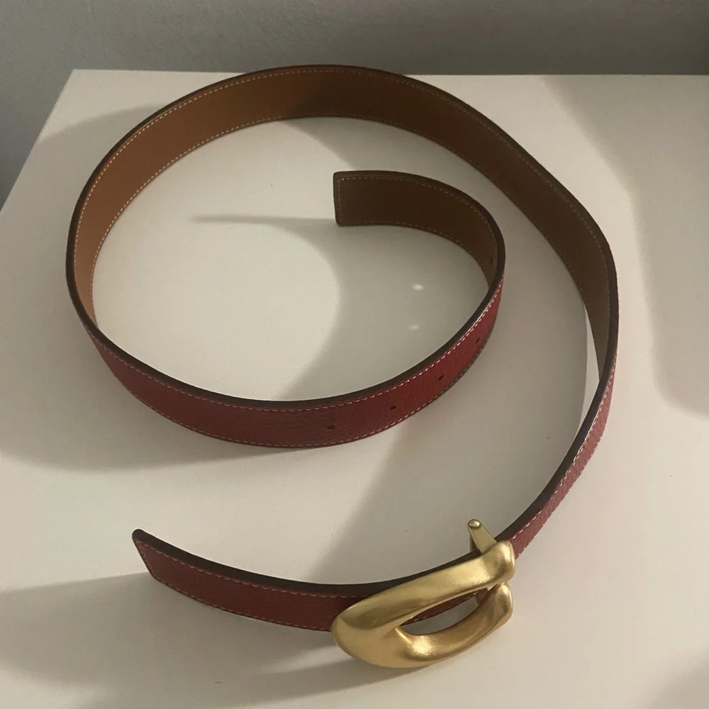 Coach reversible C signature red/brown belt - Picture 2 of 9